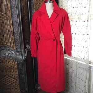 Vintage Red Trench Wrap Coat - Women